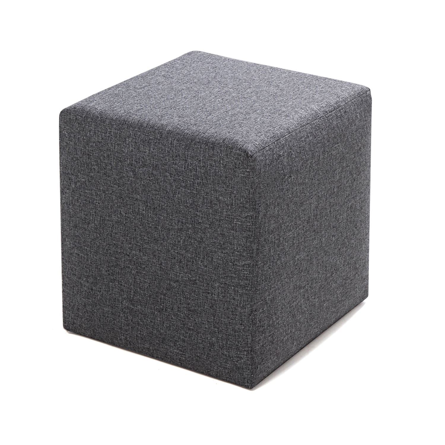 Kare Puf  | Grey Pouffe – Modern Upholstered Ottoman