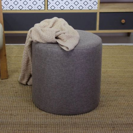 Silindir Puf  | Anthracite Pouffe – Modern Upholstered Ottoman