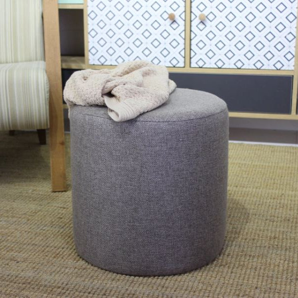 Silindir Puf  | Anthracite Pouffe – Modern Upholstered Ottoman
