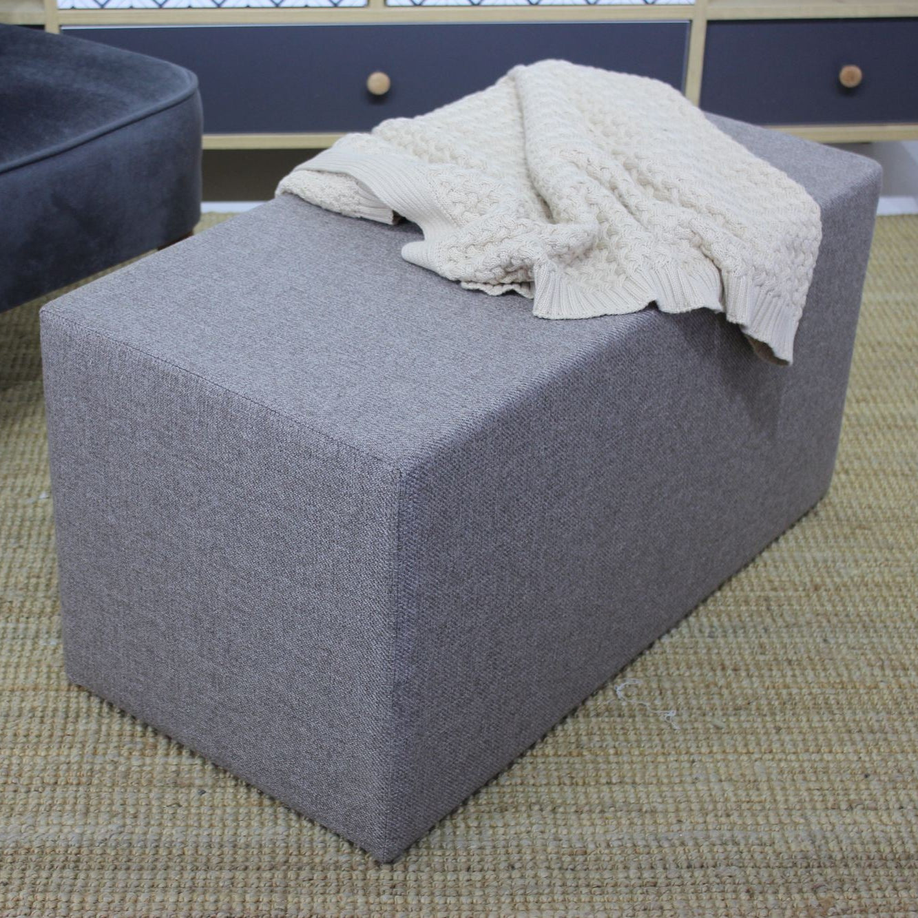 Uzun Puf  | Brown Pouffe – Modern Upholstered Ottoman