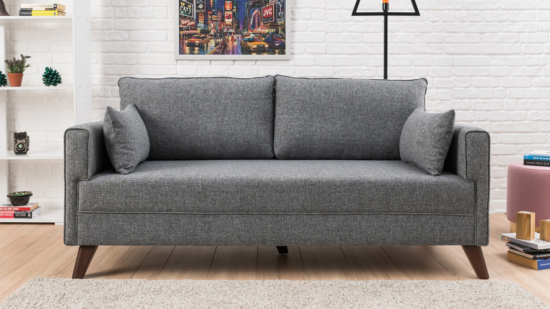 Bella Grey 2 Seater Sofa Compact Modern Couch for Two