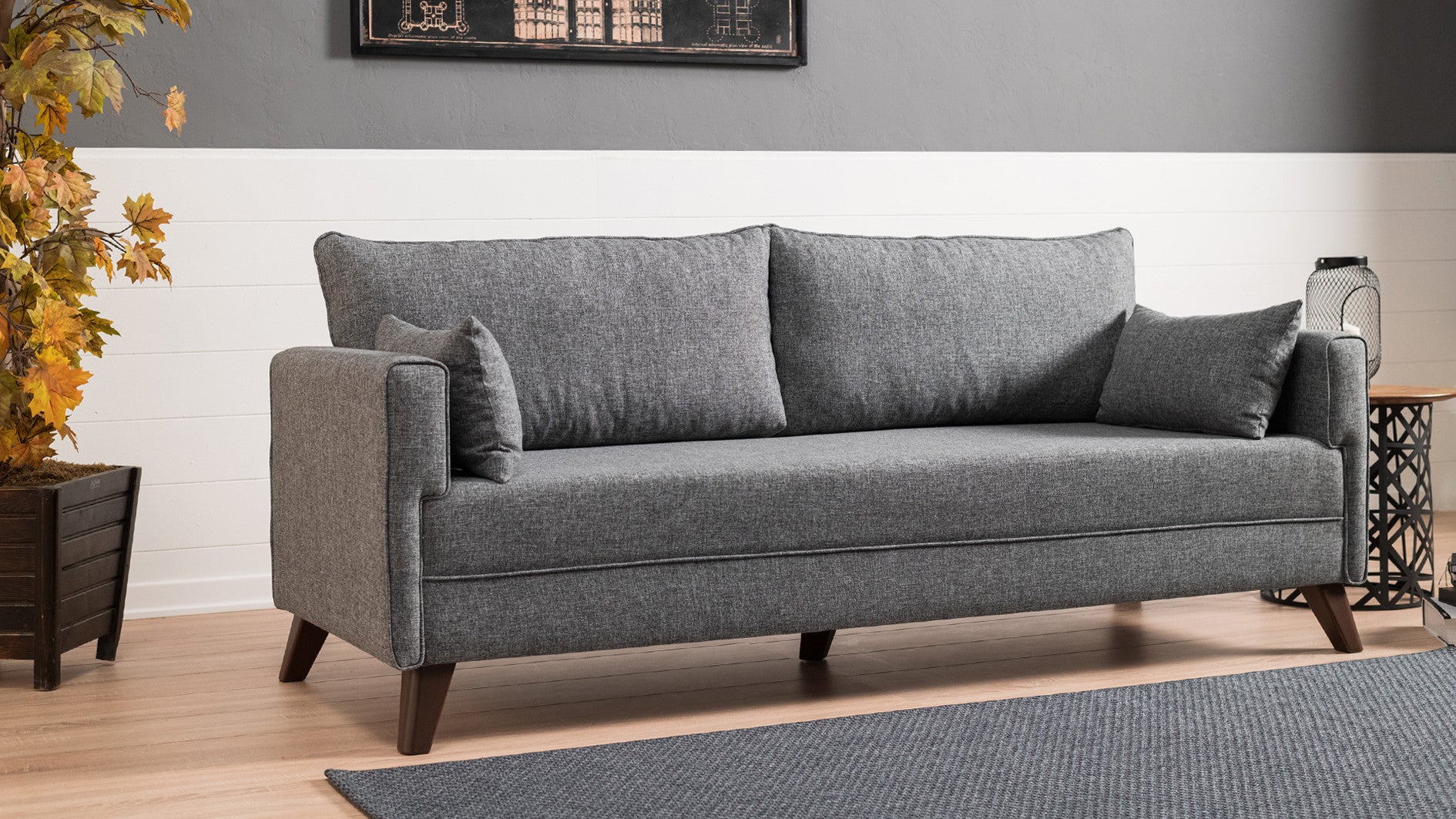 Bella  3 Seater Sofa grey fabric | Comfortable 3 persons couch