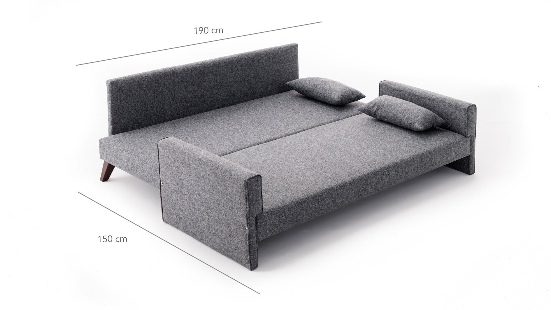 Bella  Grey 3-Seater Sofa Bed - | Large Pull-Out Couch for Guests