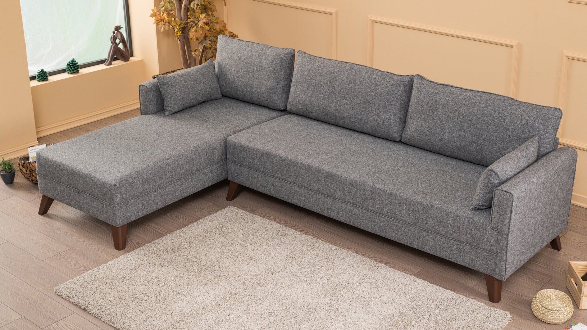Bella – Grey L Shape Corner Sofa | Designer Sectional for Living Room