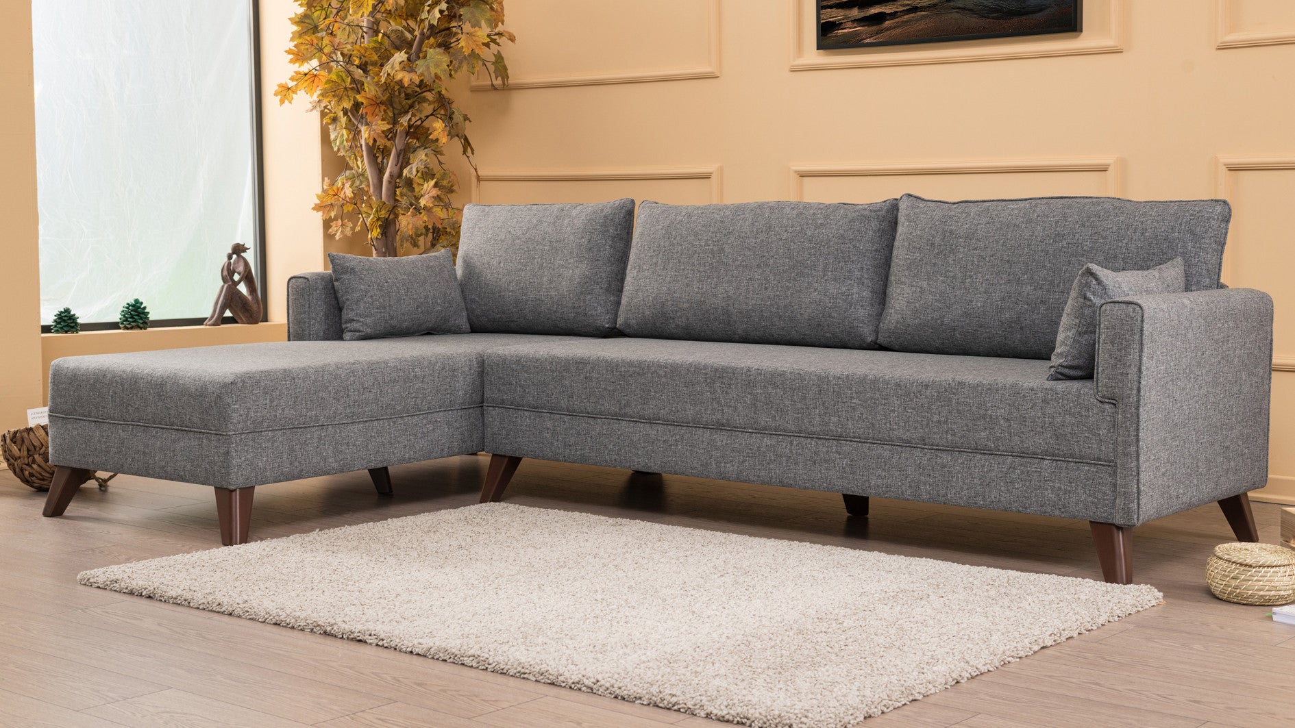 Bella – Grey L Shape Corner Sofa | Designer Sectional for Living Room