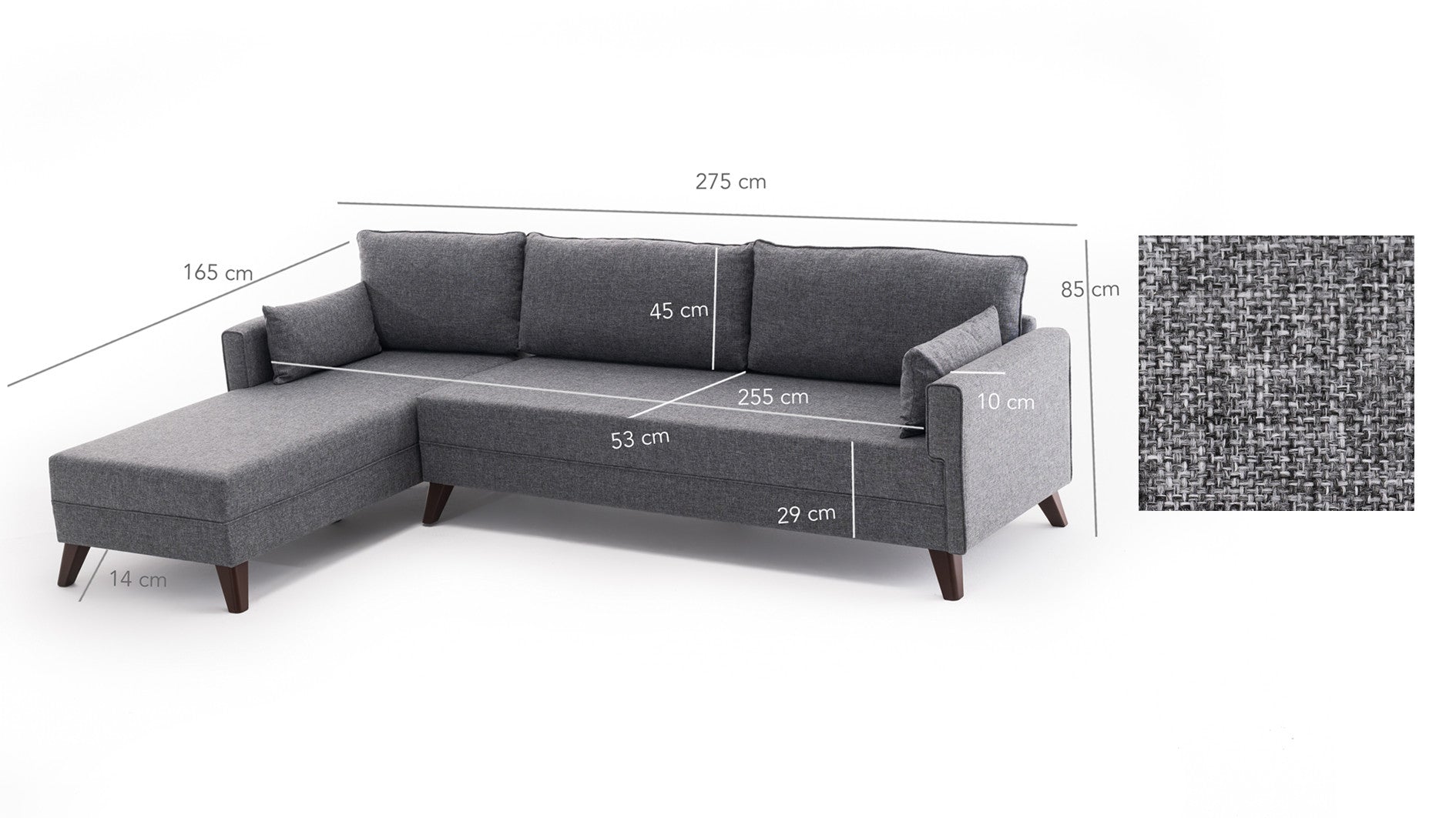 Bella – Grey L Shape Corner Sofa | Designer Sectional for Living Room
