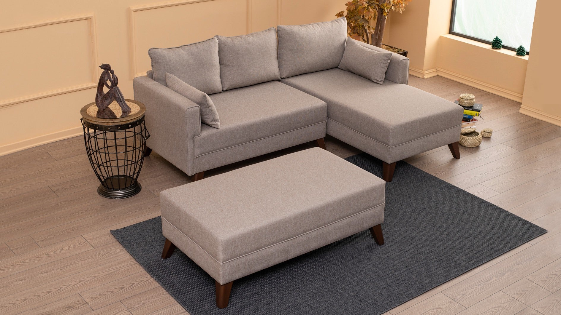 Bella – Cream L Shaped Corner Sofa Bed | Modular Sectional