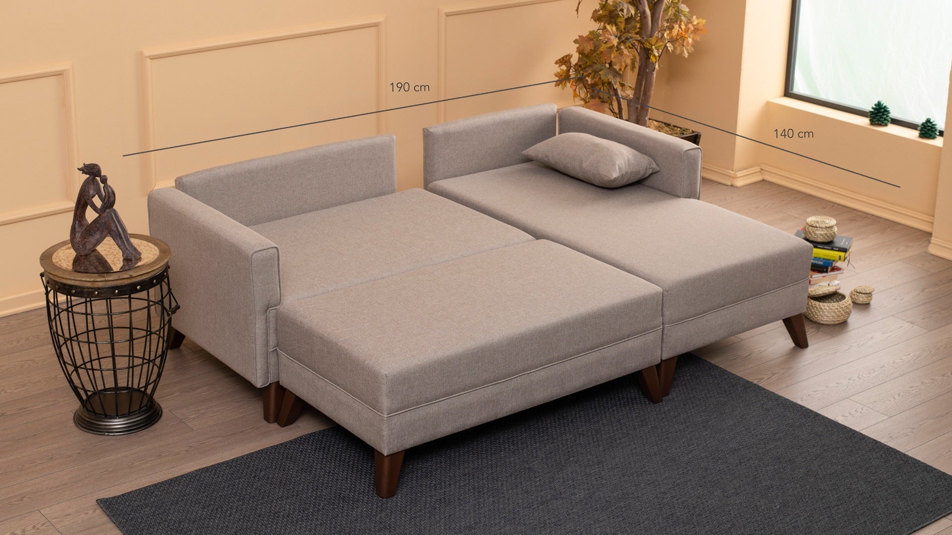 Bella – Cream L Shaped Corner Sofa Bed | Modular Sectional