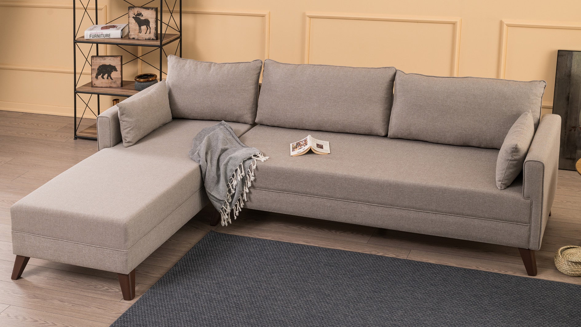 Bella – Cream L Shape Corner Sofa | Designer Sectional for Living Room