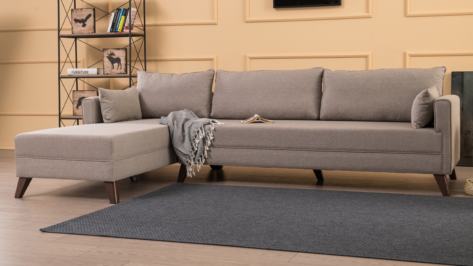 Bella – Cream L Shape Corner Sofa | Designer Sectional for Living Room