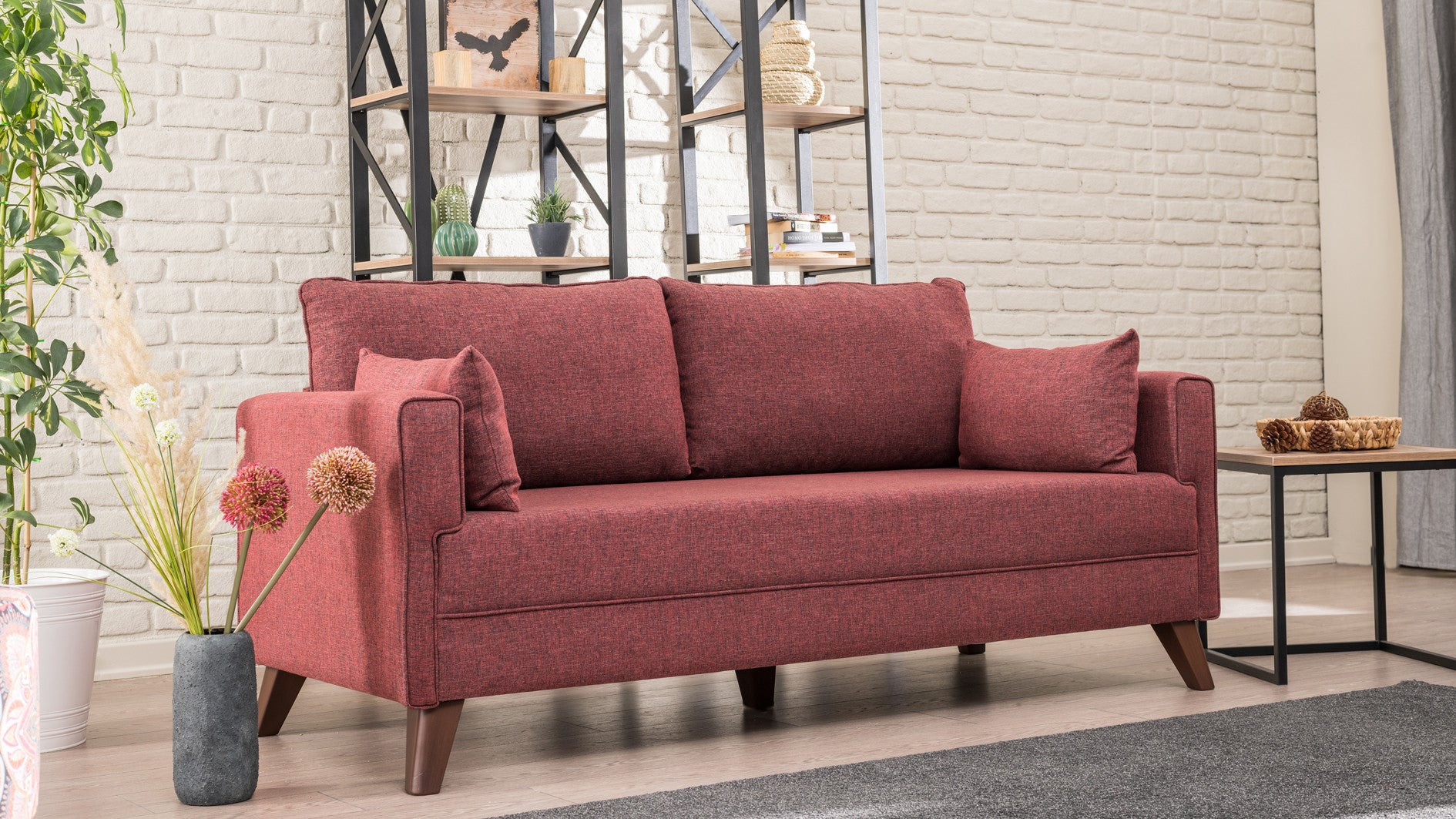 Bella Claret Red 2 Seater Sofa Compact Modern Couch for Two