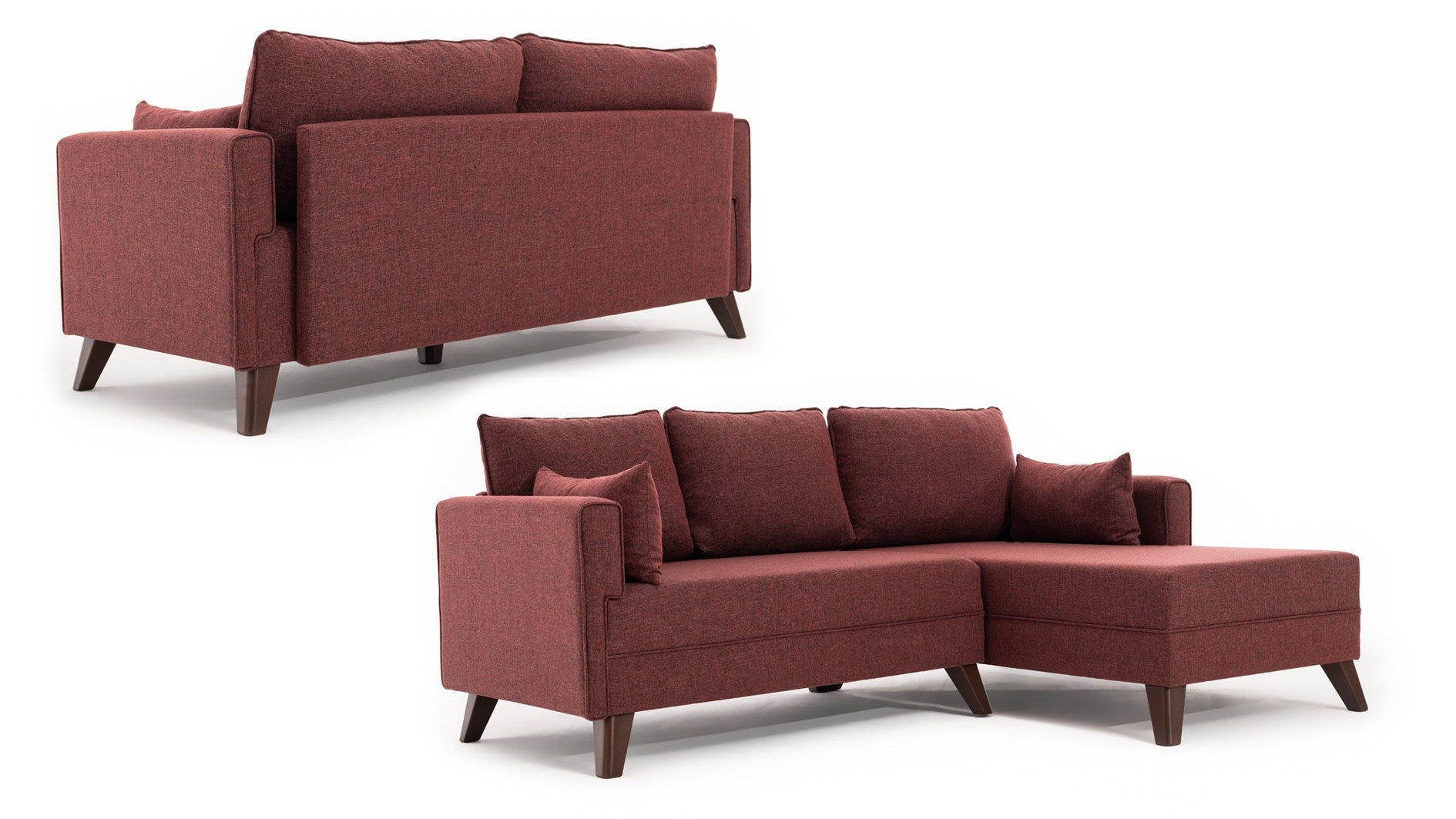 Bella – Claret Red L Shaped Corner Sofa Bed | Modular Sectional