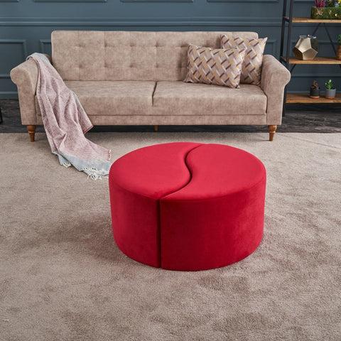 Alis Puf | Red Pouffe – Modern Upholstered Ottoman