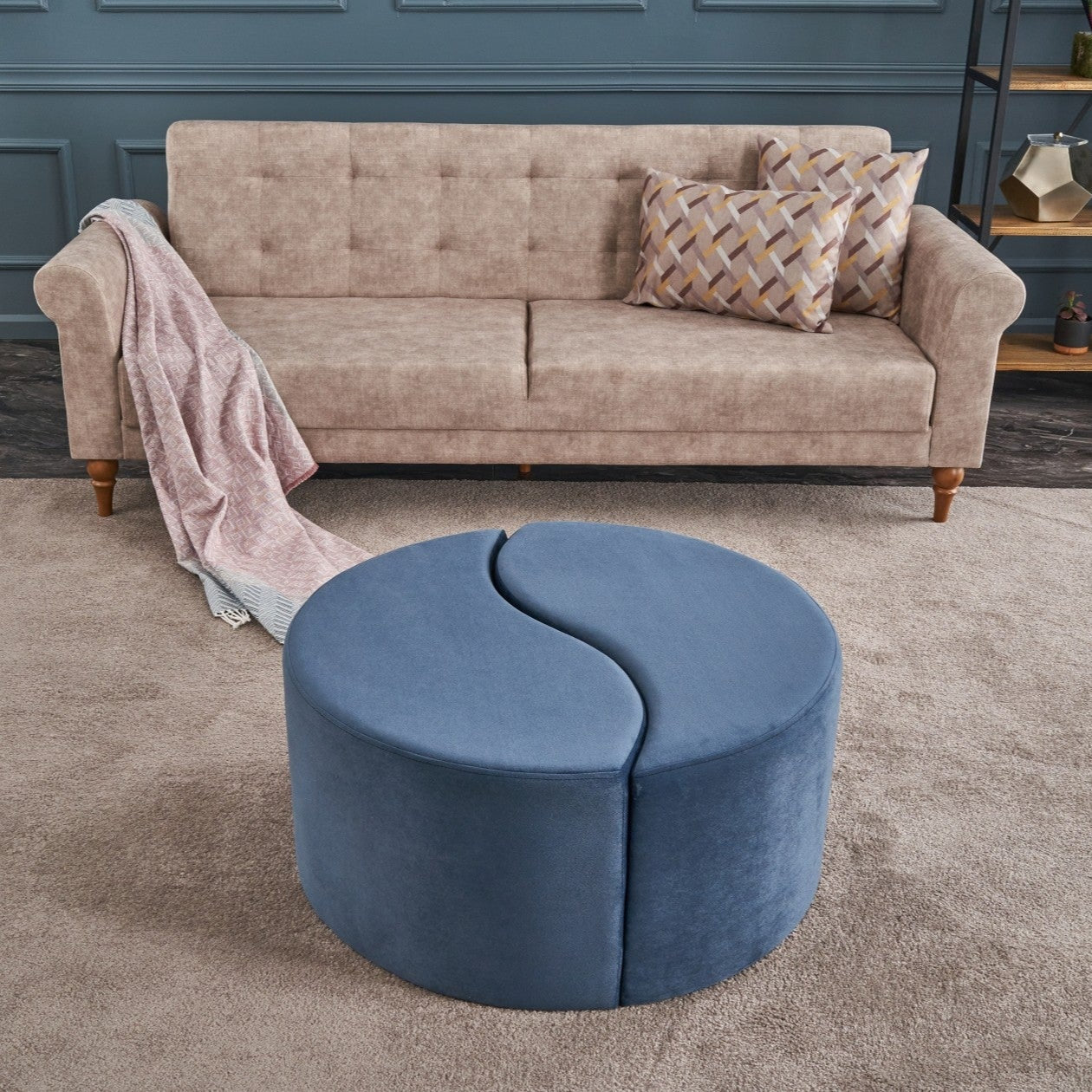 Alis Puf | Blue Pouffe – Modern Upholstered Ottoman
