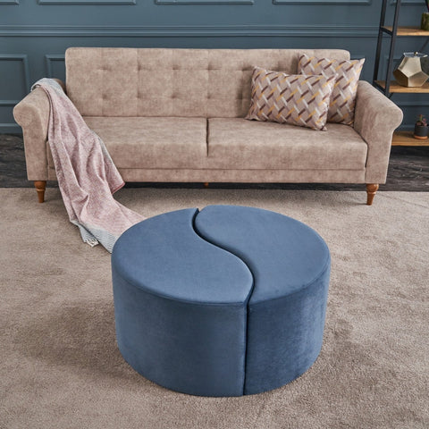 Alis Puf | Blue Pouffe – Modern Upholstered Ottoman