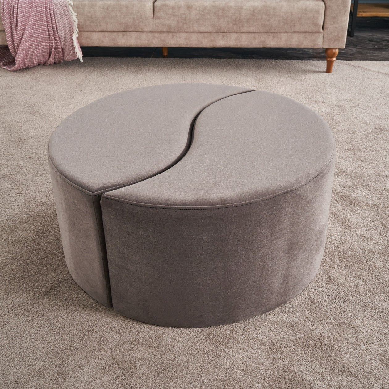 Alis Puf | Mink Pouffe – Modern Upholstered Ottoman