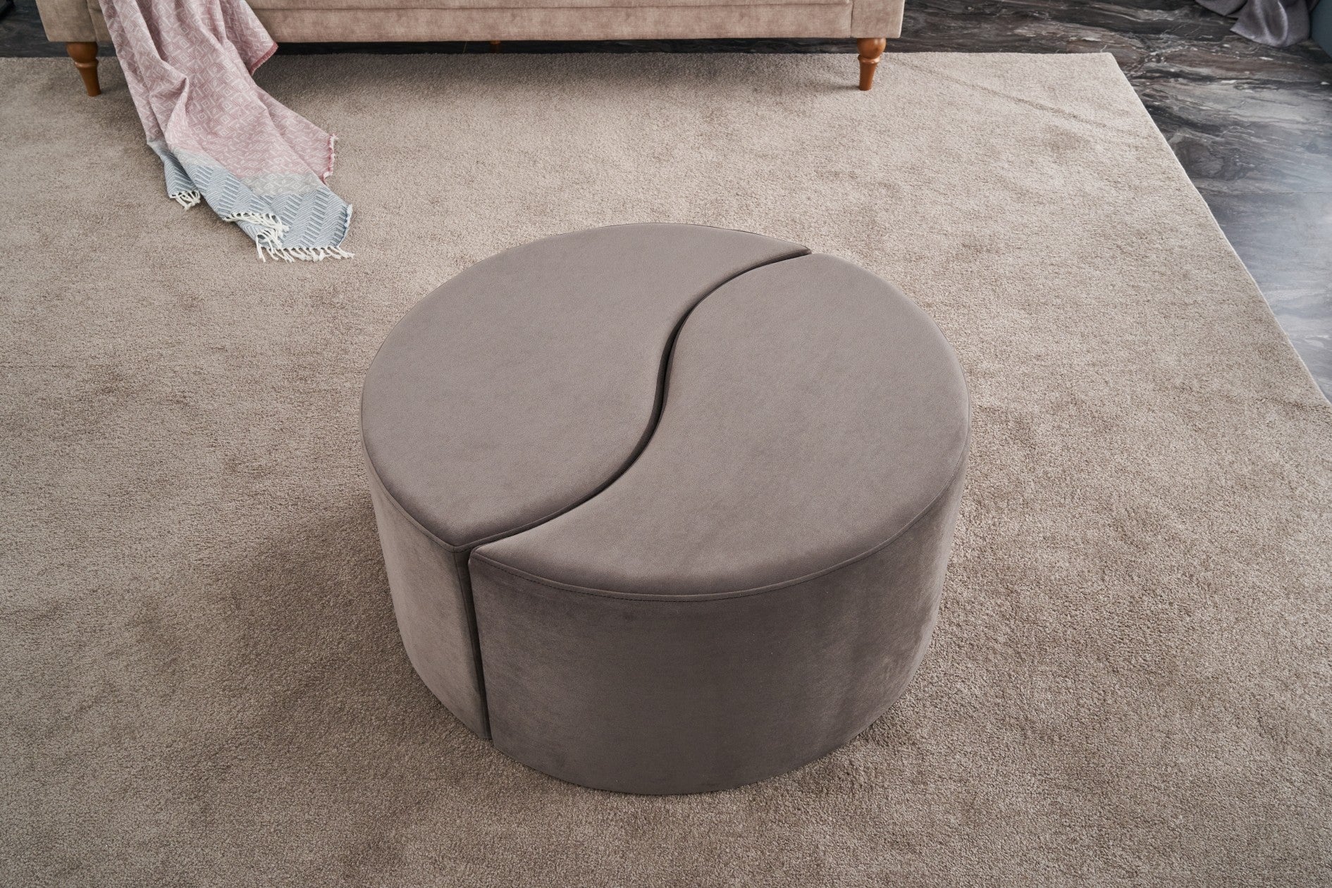 Alis Puf | Mink Pouffe – Modern Upholstered Ottoman