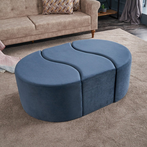 Alya Puf  | Blue Pouffe – Modern Upholstered Ottoman