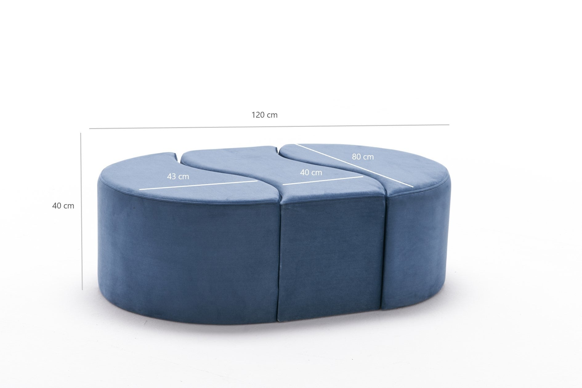 Alya Puf  | Blue Pouffe – Modern Upholstered Ottoman