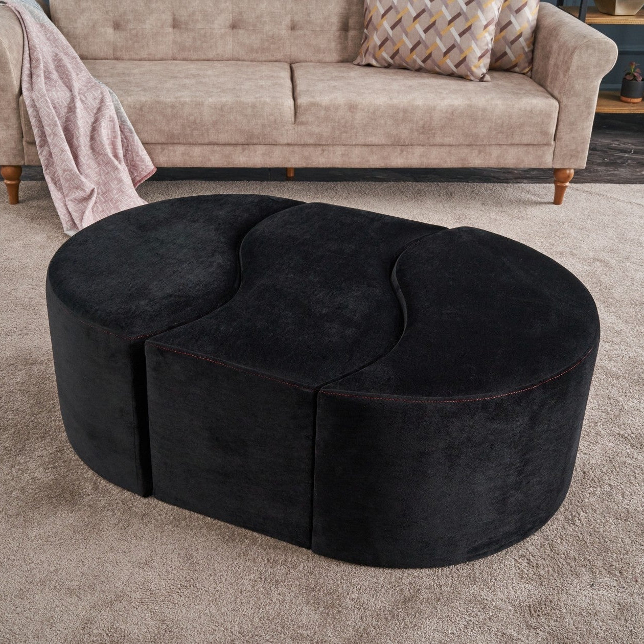 Alya Puf  | Anthracite
Pink Pouffe – Modern Upholstered Ottoman