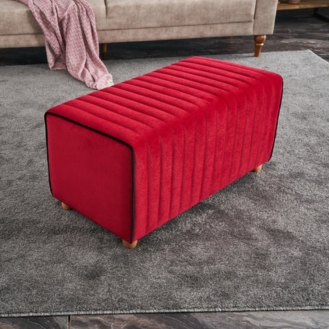 Mabel Puf - Red | Red Pouffe – Modern Upholstered Ottoman