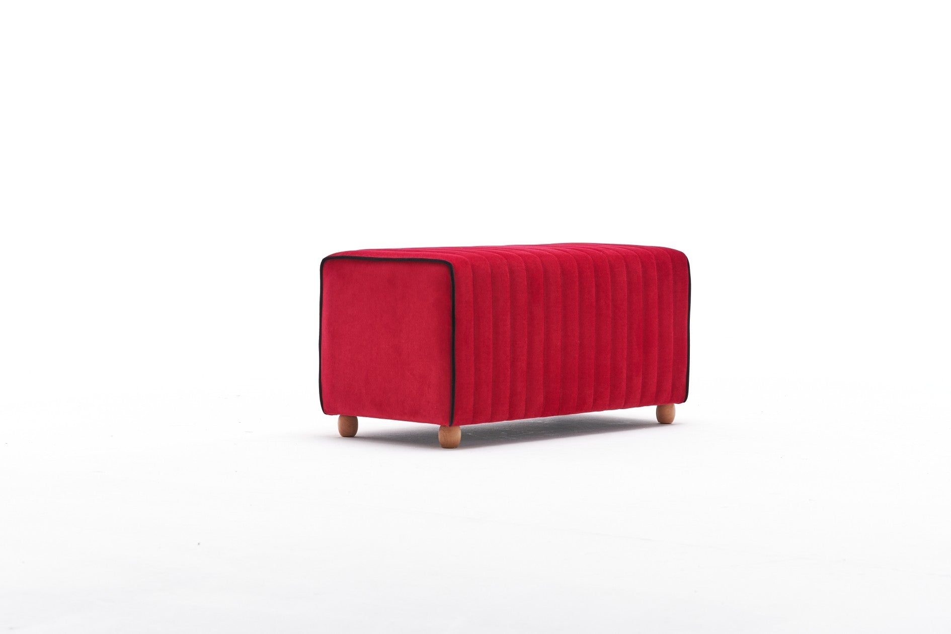 Mabel Puf - Red | Red Pouffe – Modern Upholstered Ottoman