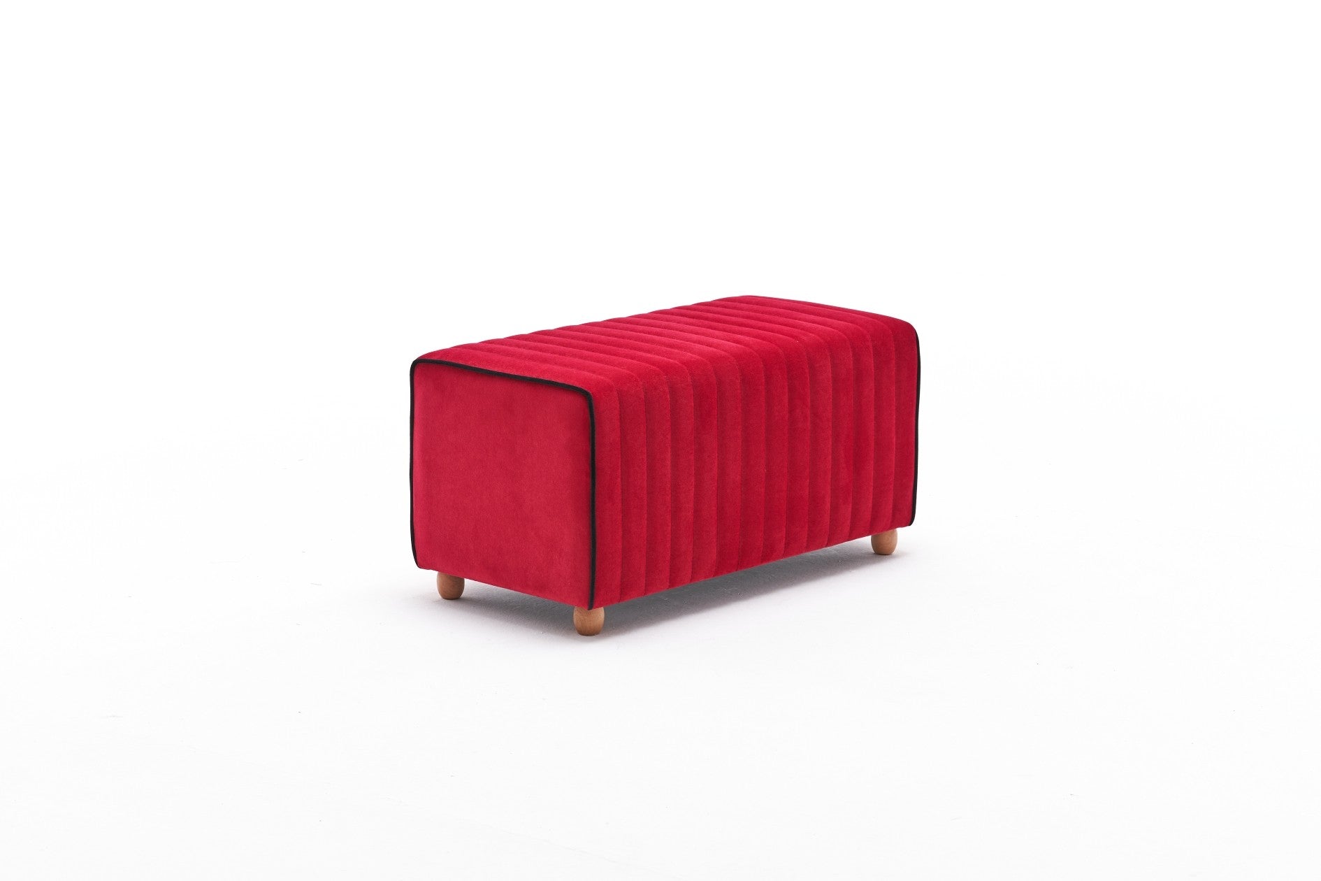 Mabel Puf - Red | Red Pouffe – Modern Upholstered Ottoman