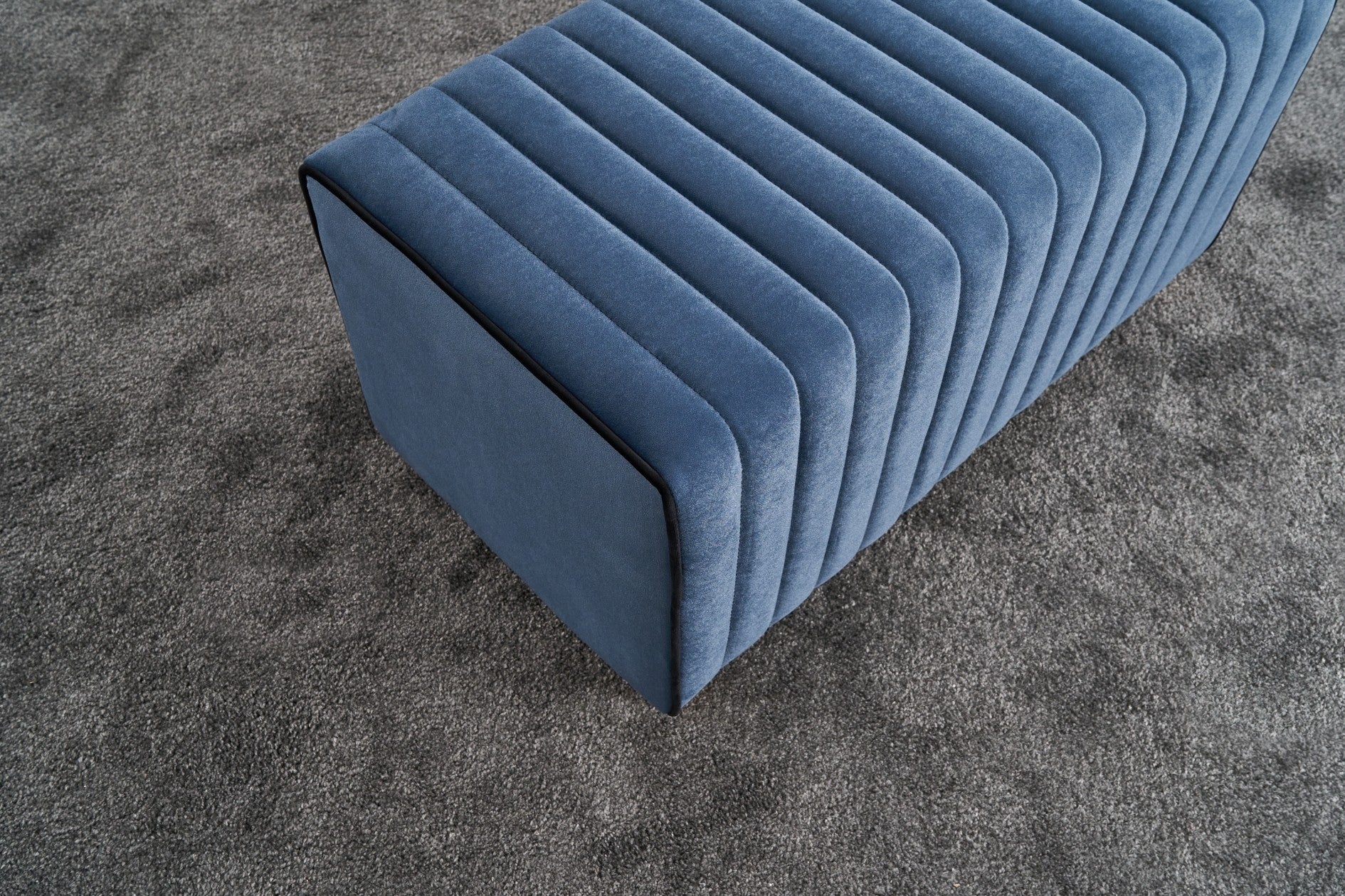 Mabel Puf - Blue | Blue Pouffe – Modern Upholstered Ottoman