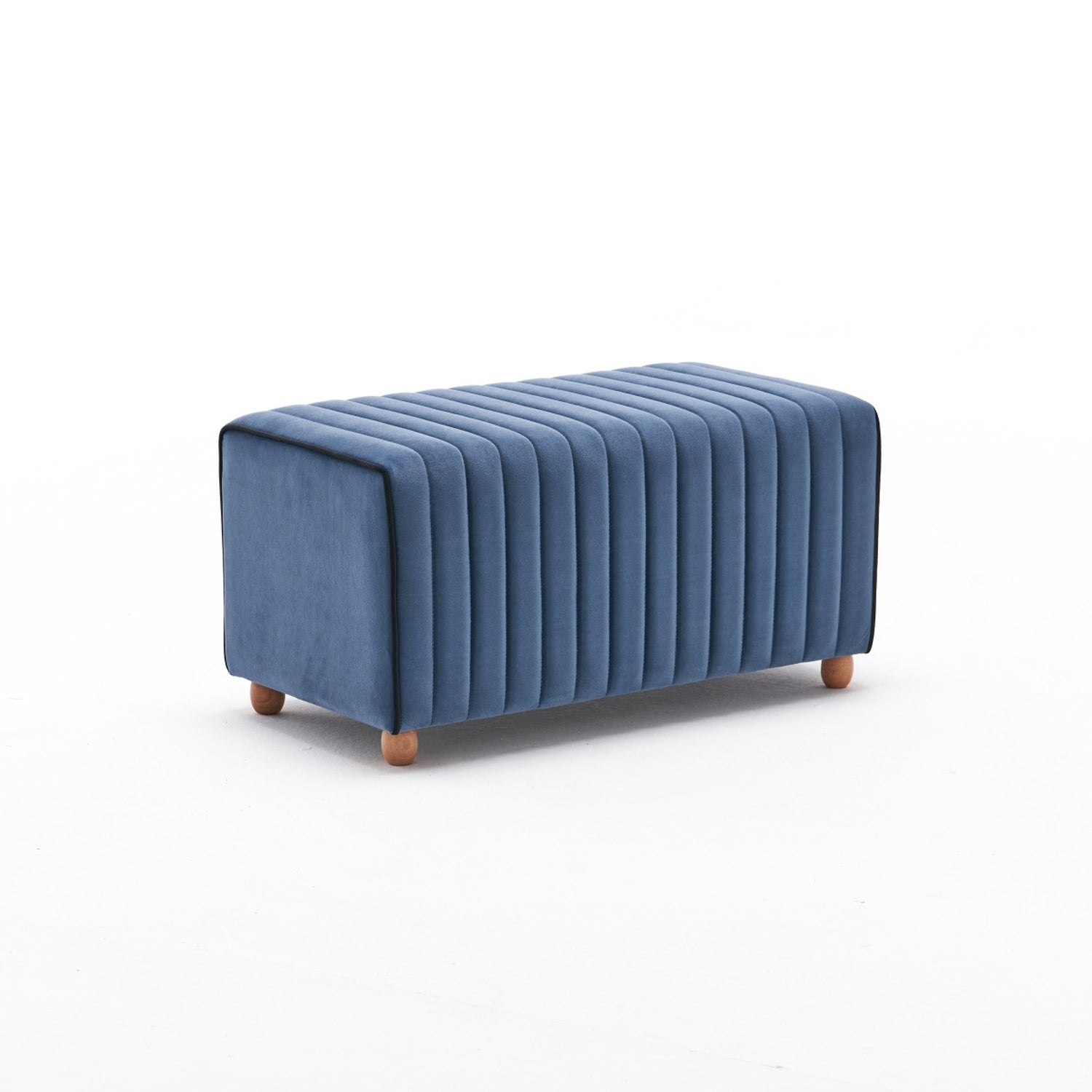 Mabel Puf - Blue | Blue Pouffe – Modern Upholstered Ottoman
