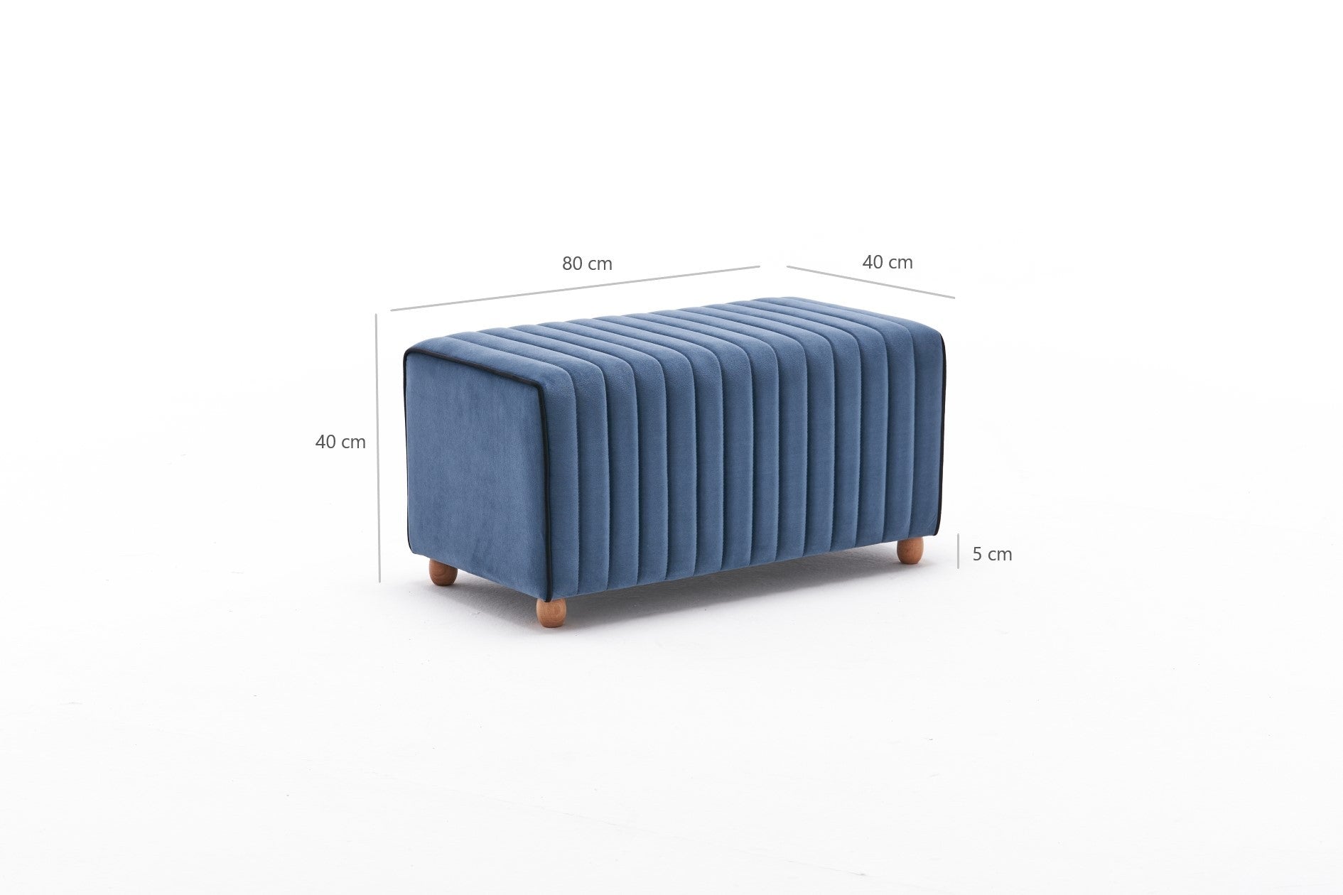 Mabel Puf - Blue | Blue Pouffe – Modern Upholstered Ottoman