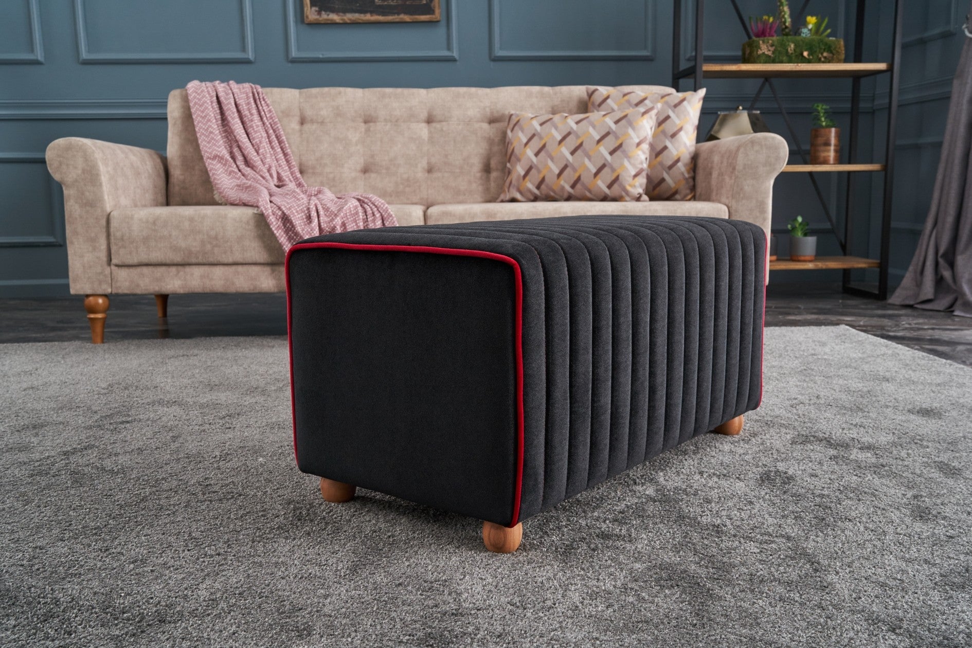 Mabel Puf - Black | Anthracite
Pink Pouffe – Modern Upholstered Ottoman