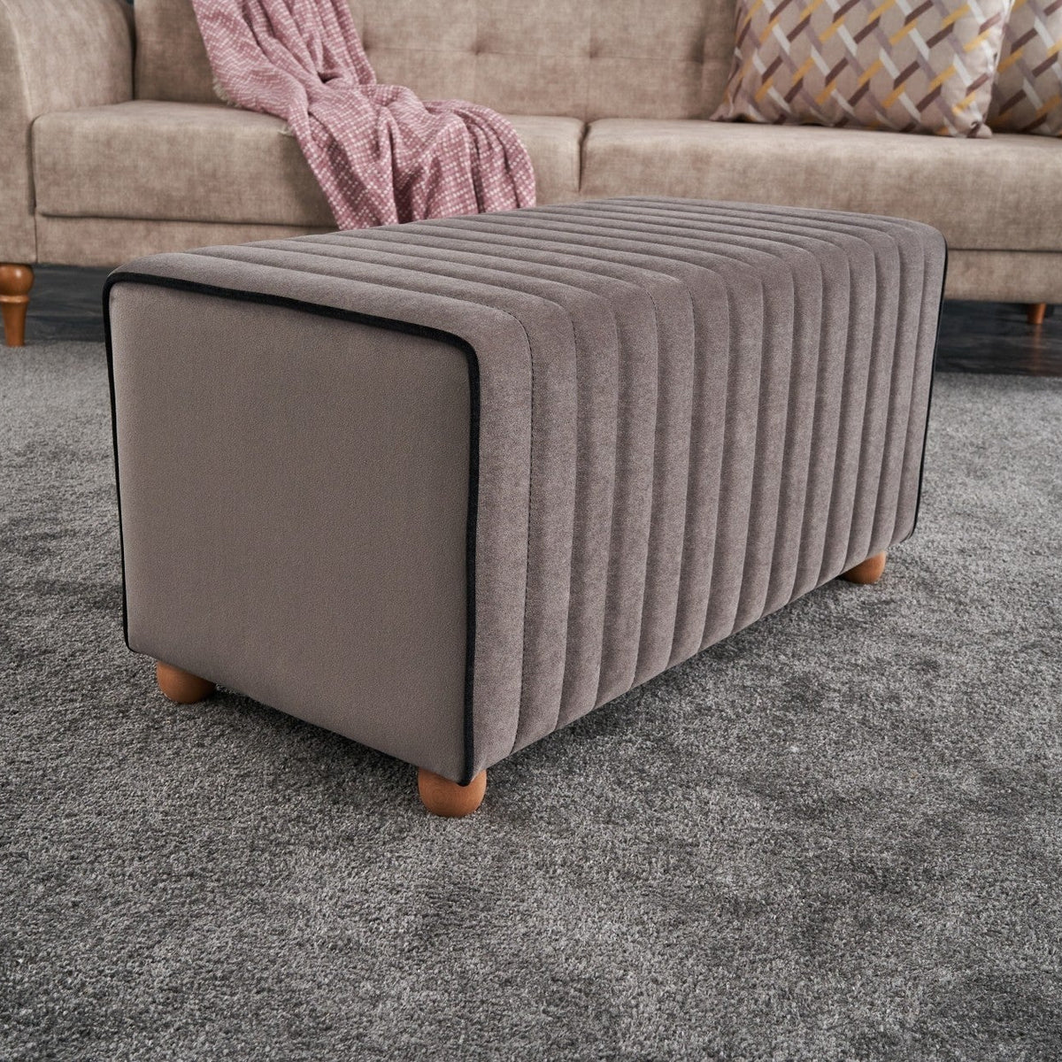 Mabel Puf Mink Mink Pouffe Modern Upholstered Ottoman