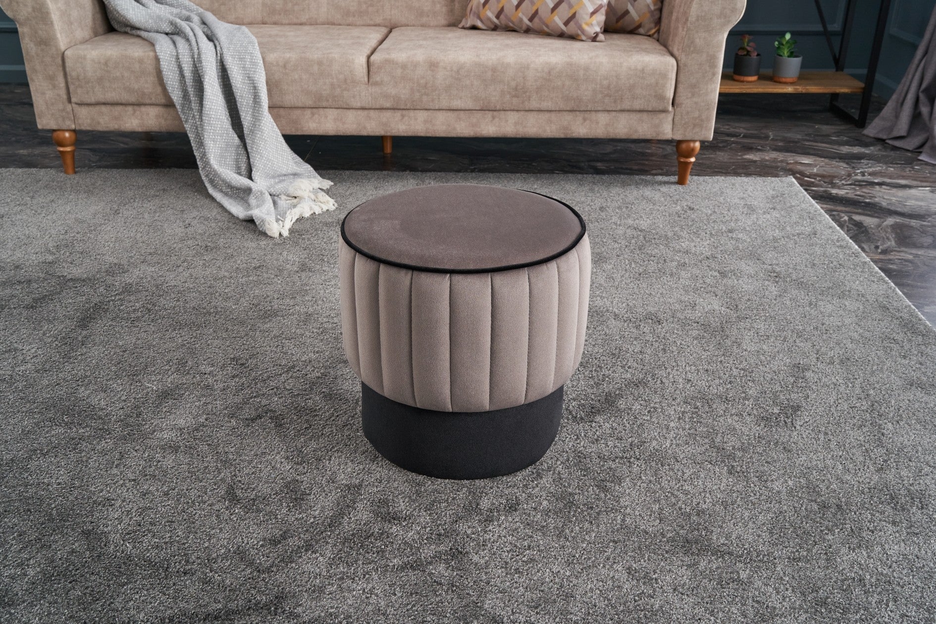 ROSE PUF  Grey Pouffe – Modern Upholstered Ottoman