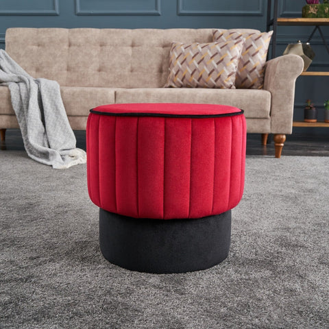 ROSE PUF Red Pouffe – Modern Upholstered Ottoman