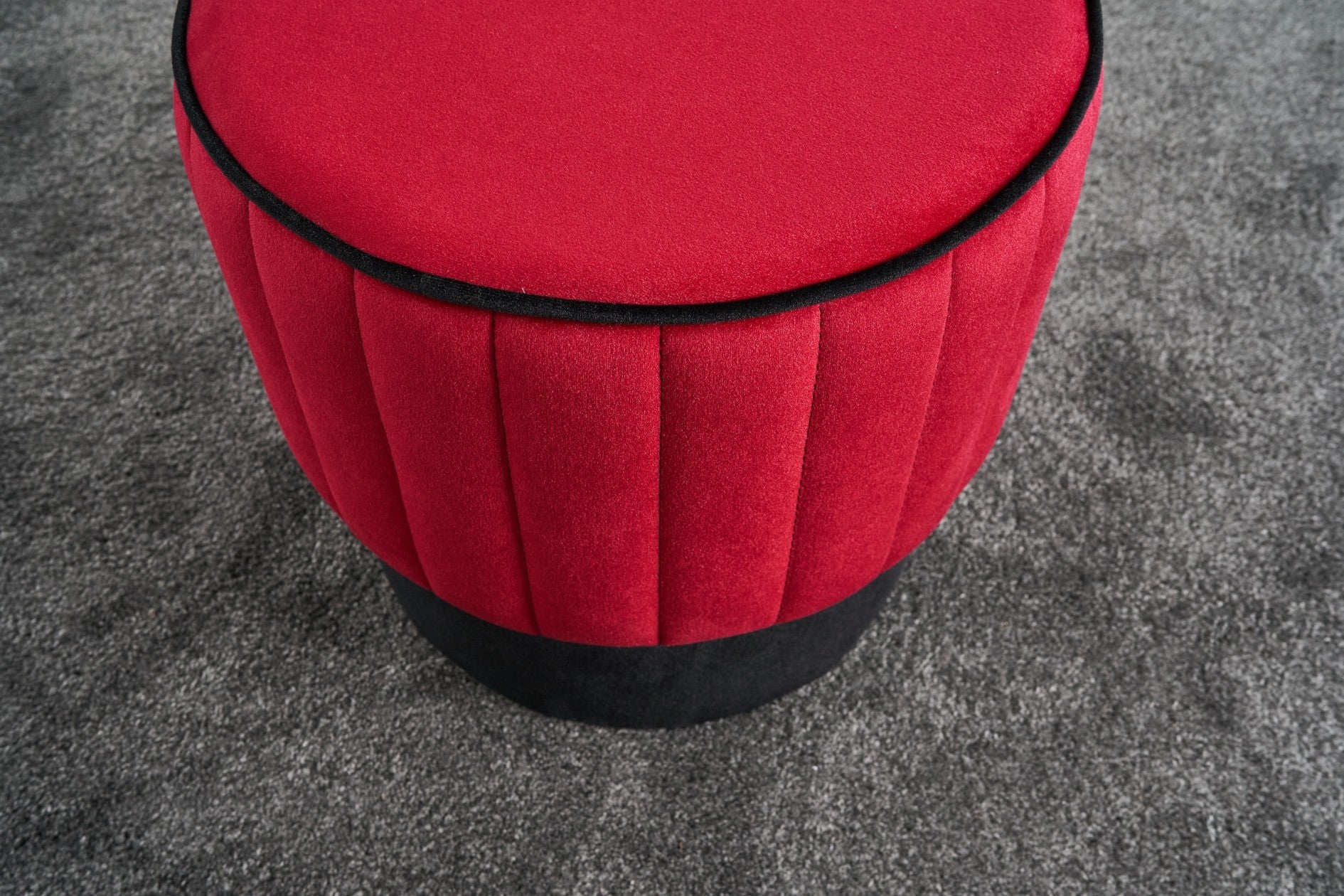 ROSE PUF Red Pouffe – Modern Upholstered Ottoman
