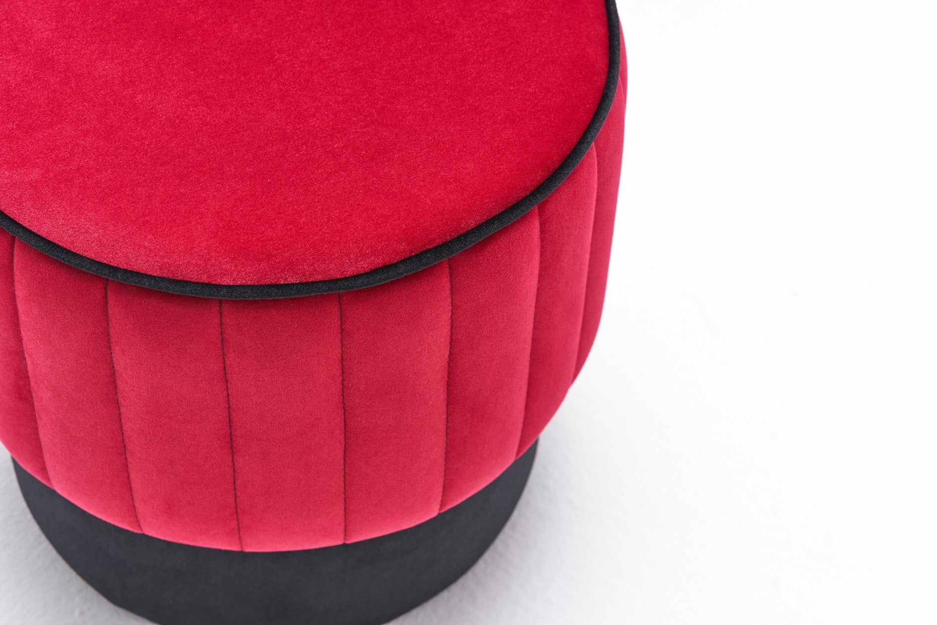 ROSE PUF Red Pouffe – Modern Upholstered Ottoman