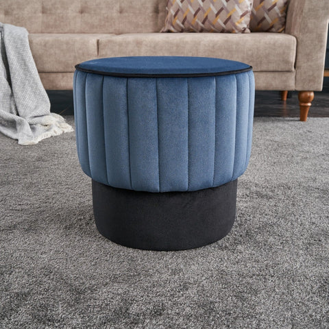ROSE PUF Blue Pouffe – Modern Upholstered Ottoman