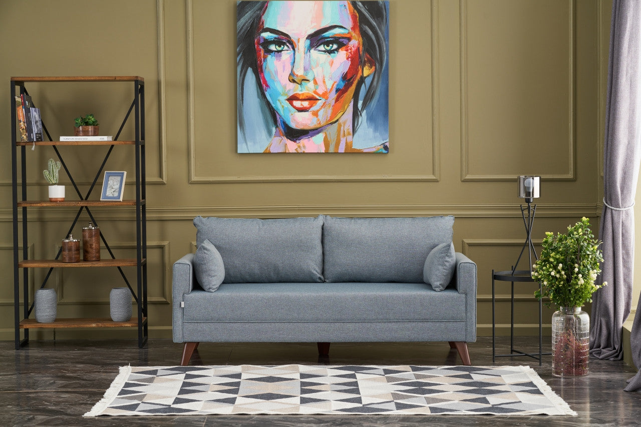 Bella – Blue 2 Seater Sofa | Compact Modern Couch for Two