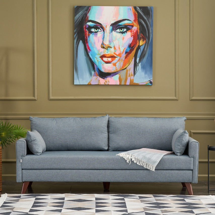 Bella Blue fabric 3 Seater Sofa Comfortable 3 persons couch