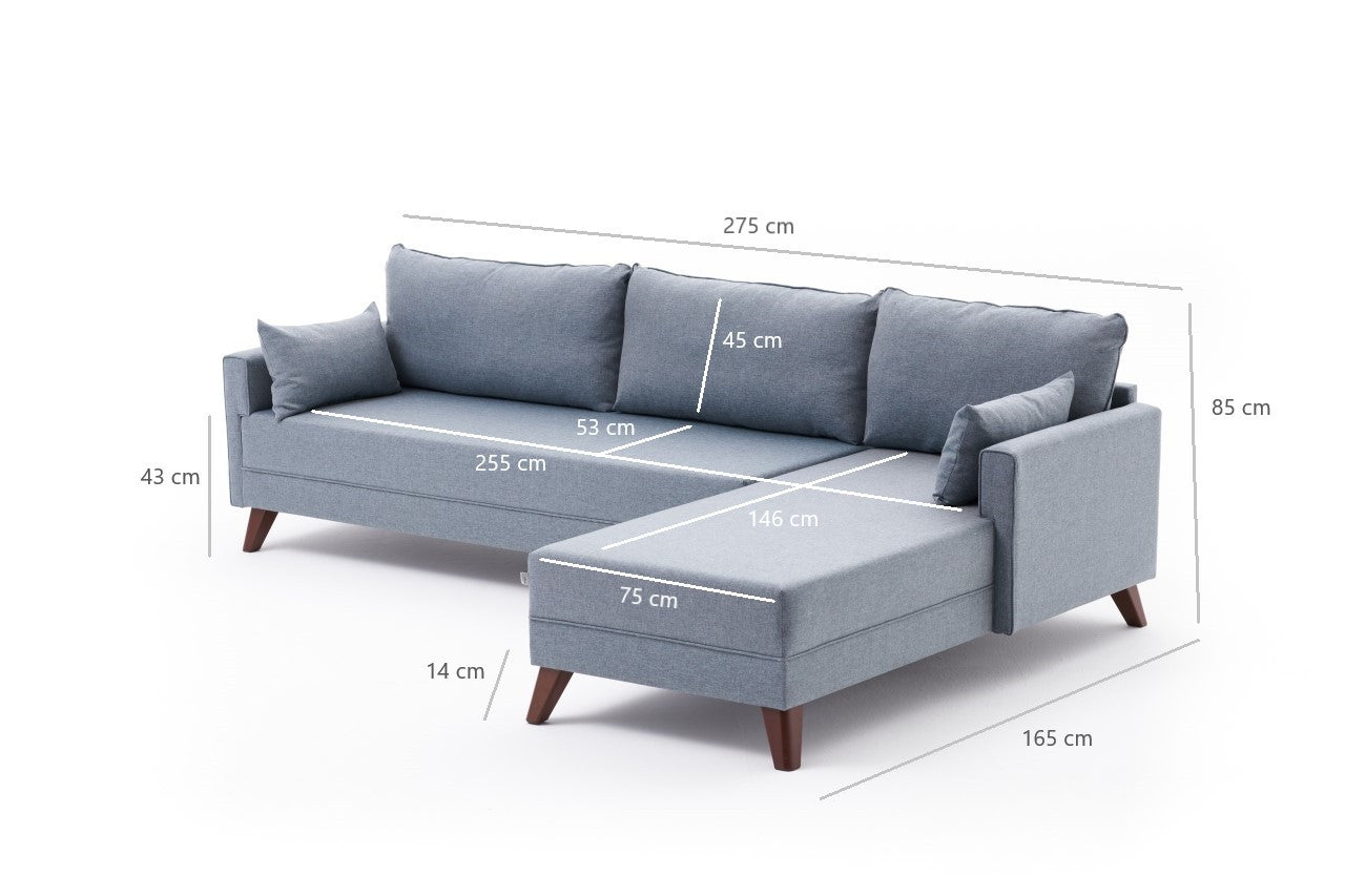 Bella – Blue L Shape Corner Sofa | Designer Sectional for Living Room