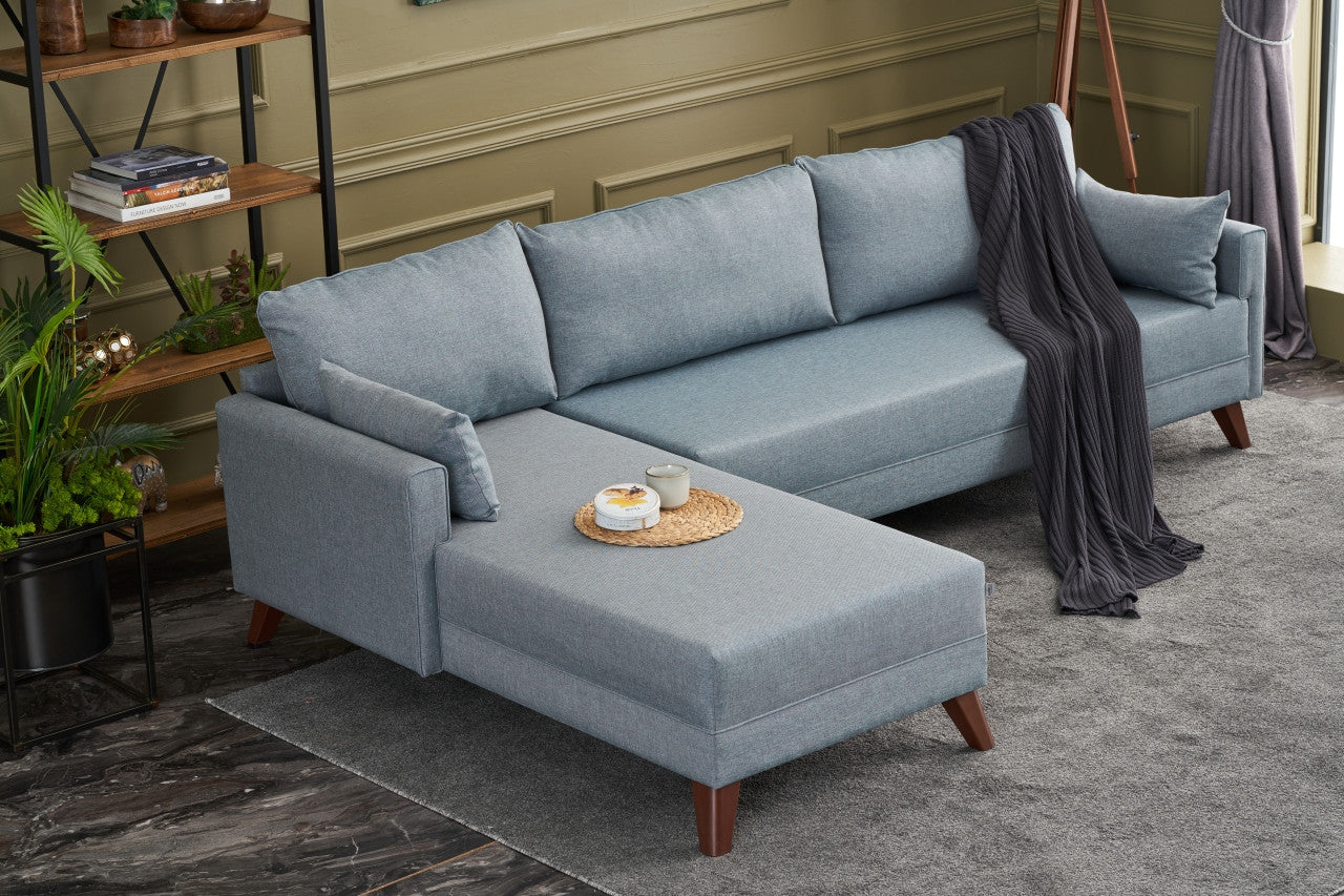 Bella – Blue L Shape Corner Sofa | Designer Sectional for Living Room