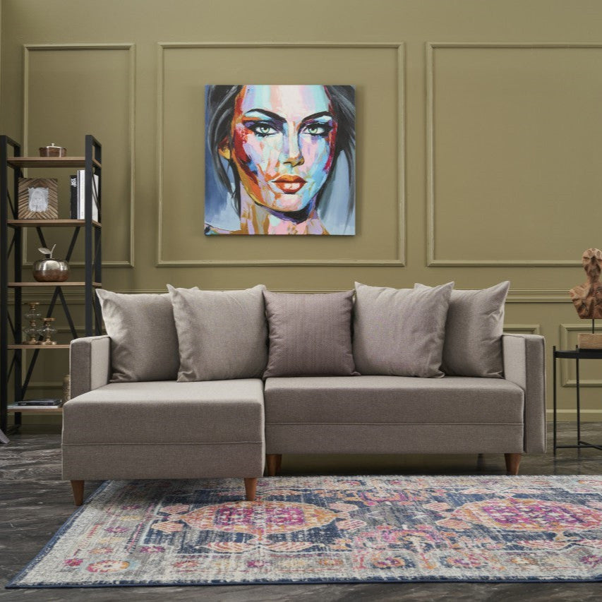 Aydam – Cream L Shaped Corner Sofa Bed | Modular Sectional