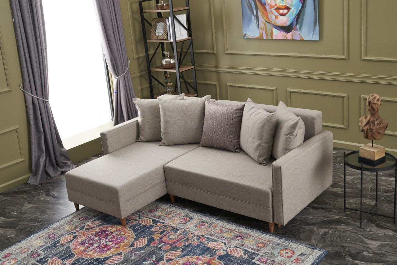Aydam – Cream L Shaped Corner Sofa Bed | Modular Sectional