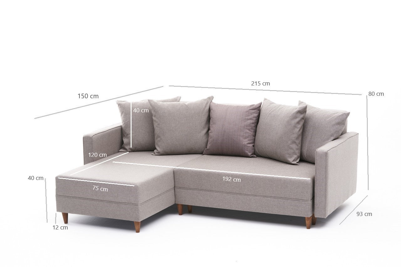 Aydam – Cream L Shaped Corner Sofa Bed | Modular Sectional