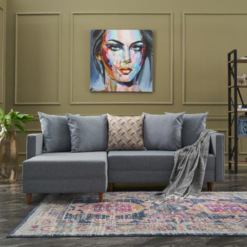 Aydam – Blue L Shaped Corner Sofa Bed | Modular Sectional