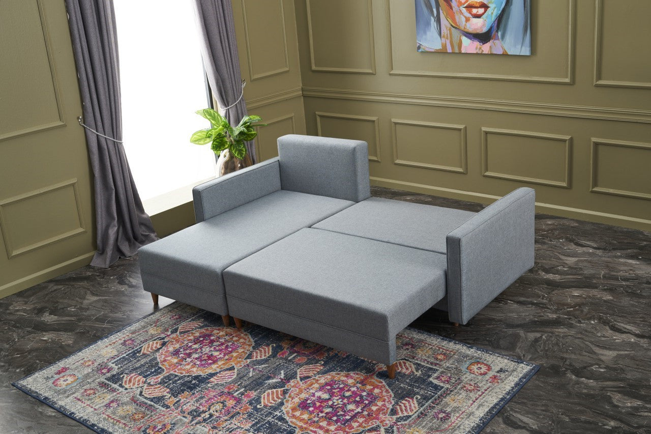 Aydam – Blue L Shaped Corner Sofa Bed | Modular Sectional