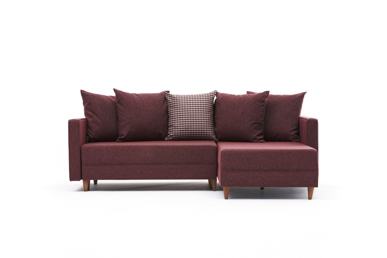 Aydam – Claret Red L Shaped Corner Sofa Bed | Modular Sectional