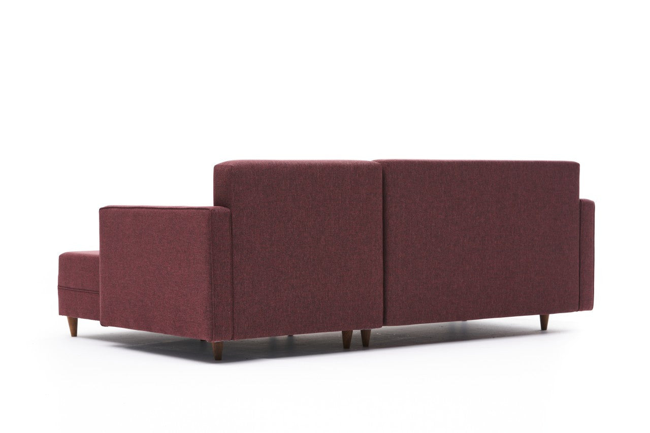 Aydam – Claret Red L Shaped Corner Sofa Bed | Modular Sectional