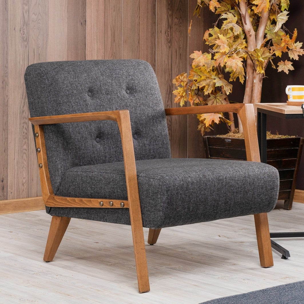 Kemer Dark Grey Wing Chair Designer Lounge Armchair