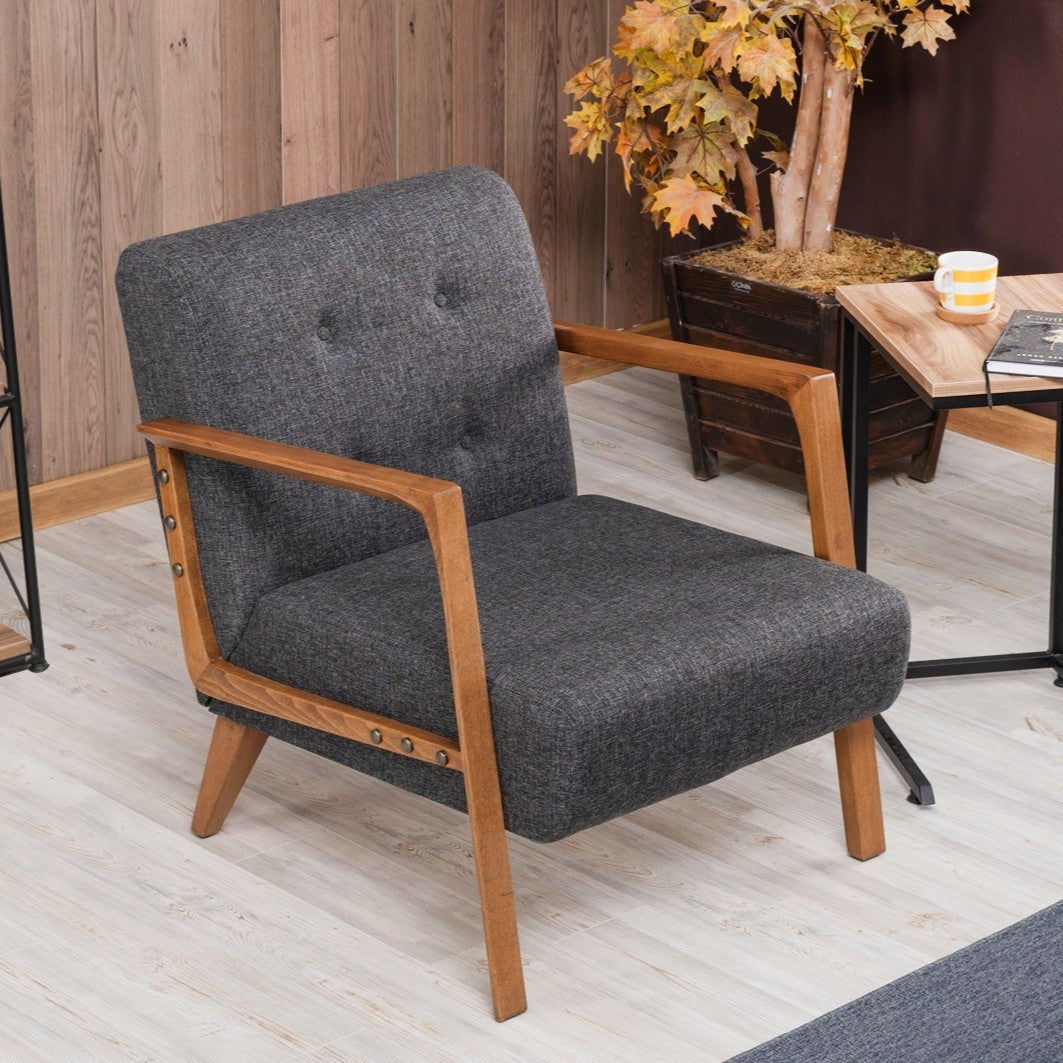 Kemer  | Dark Grey Wing Chair – Designer Lounge Armchair
